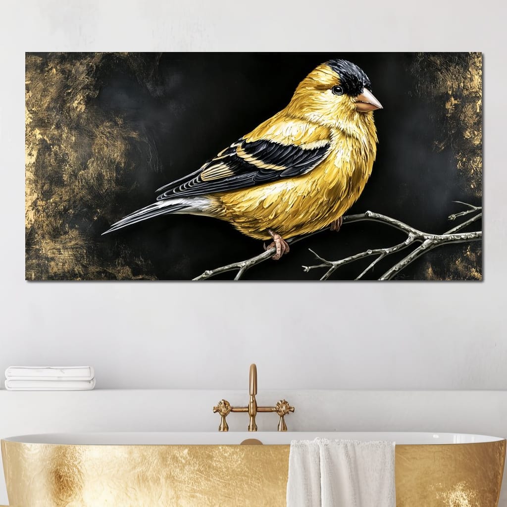 Gilded Feather Stillness Canvas Wall Art