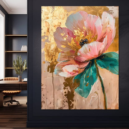 Modern Pink Flower Canvas Wall Art