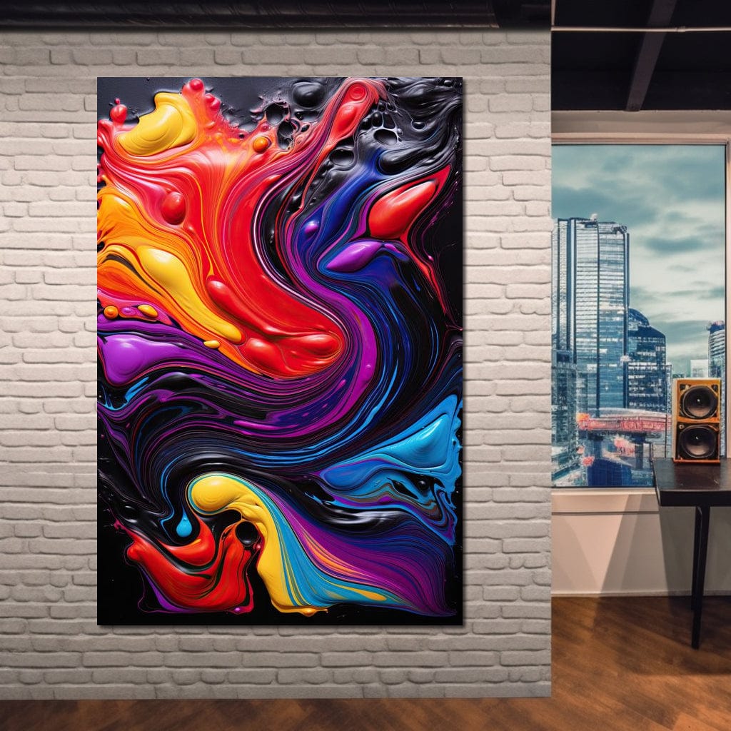 Twilight Abyss Energetic Pour Canvas Wall Art