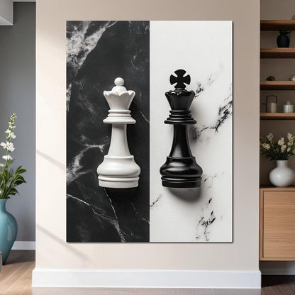 Duality of Kings Chess Contrast Canvas Wall Art