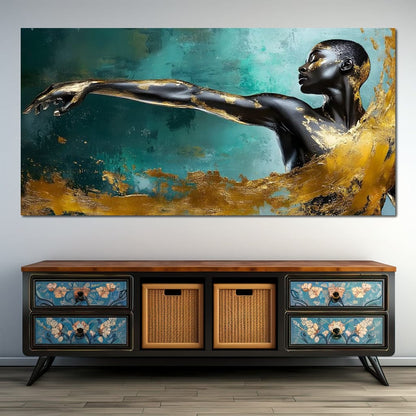 Golden Essence of Movement Canvas Wall Art