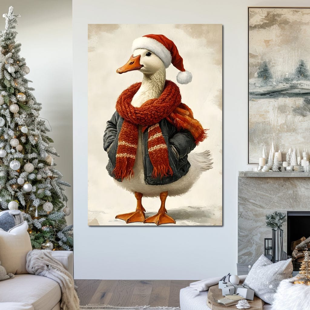 Festive Goose With Cozy Style Canvas Wall Art