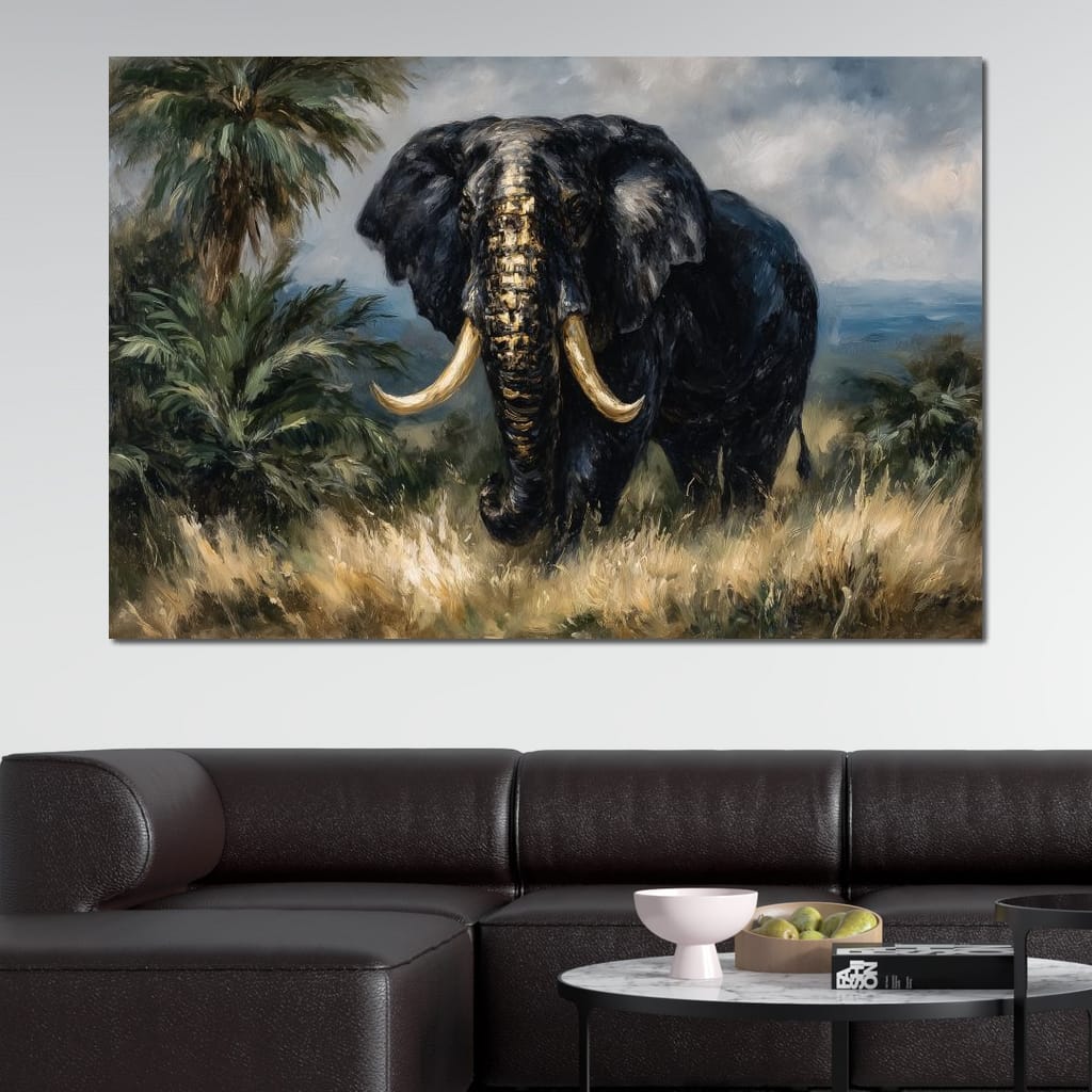 Majestic Elephant Safari Gold Canvas Wall Art