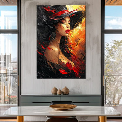Fiery Elegance in Noir Canvas Wall Art