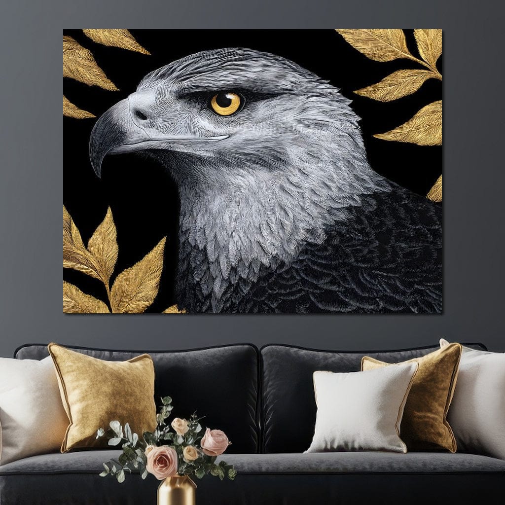 Majestic Sentinel Golden Leaves Canvas Wall Art