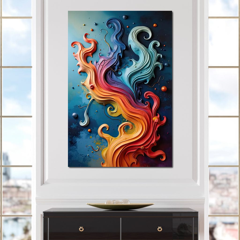 Flowing Rainbow Abstract Canvas Wall Art