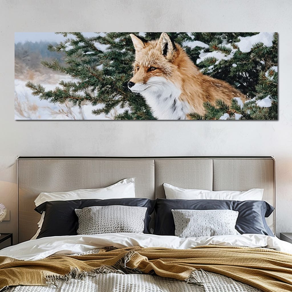 Winter Red Fox Pine Watcher Canvas Wall Art