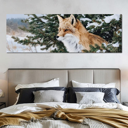 Winter Red Fox Pine Watcher Canvas Wall Art