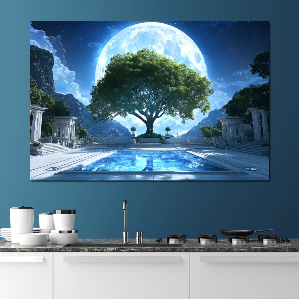 Lunar Reflection Sanctuary Canvas Wall Art