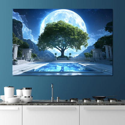 Lunar Reflection Sanctuary Canvas Wall Art