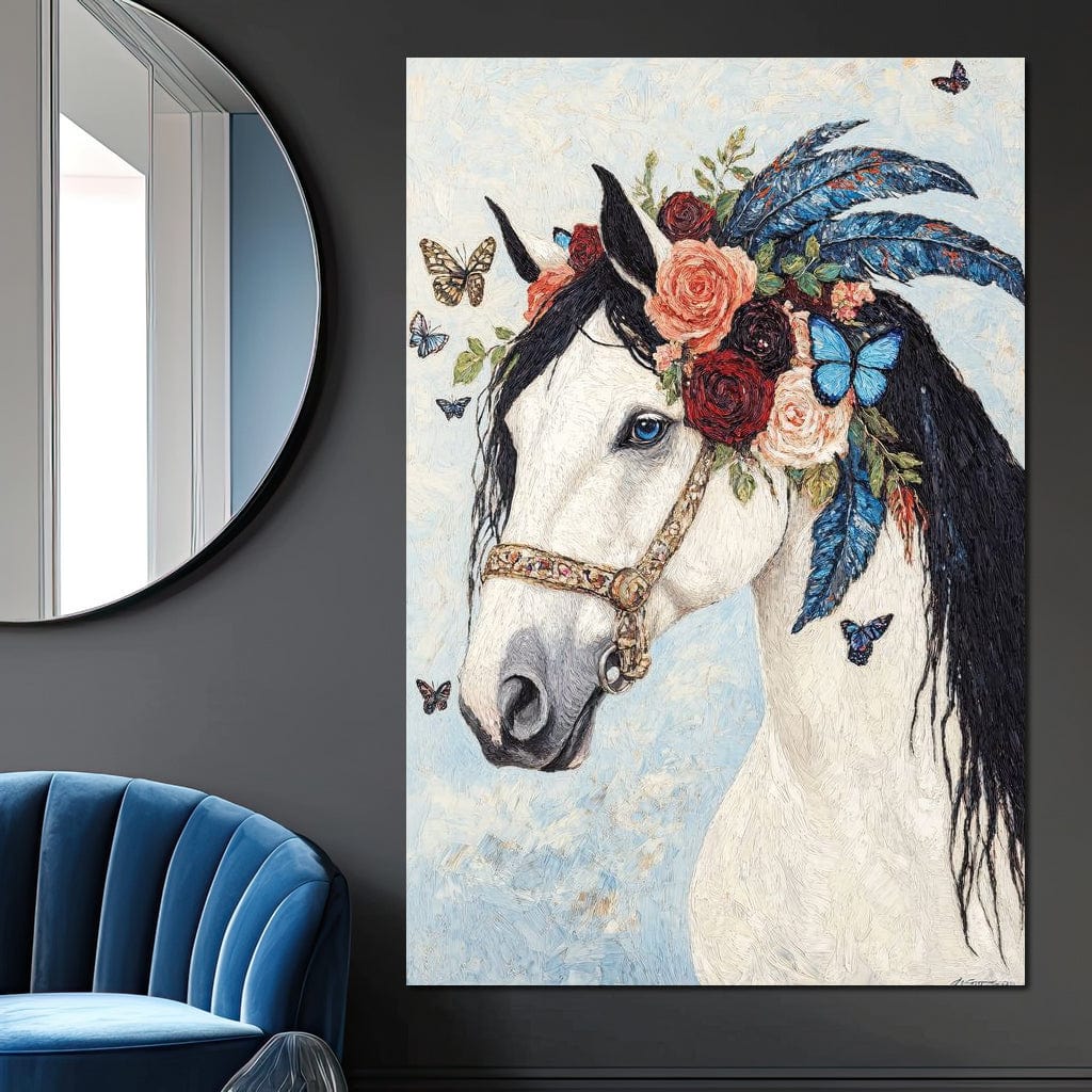 Majestic White Horse Harmony Canvas Wall Art