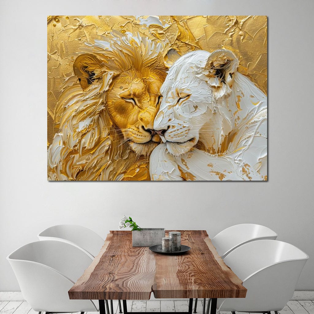 Golden Solitude and Ivory Peace Canvas Wall Art