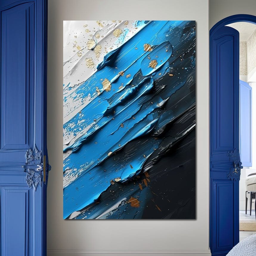 Sapphire Currents Goldleaf Flow Canvas Wall Art
