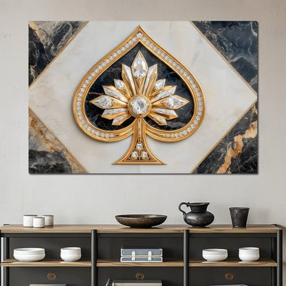Golden Ace Diamond Blossom Canvas Wall Art