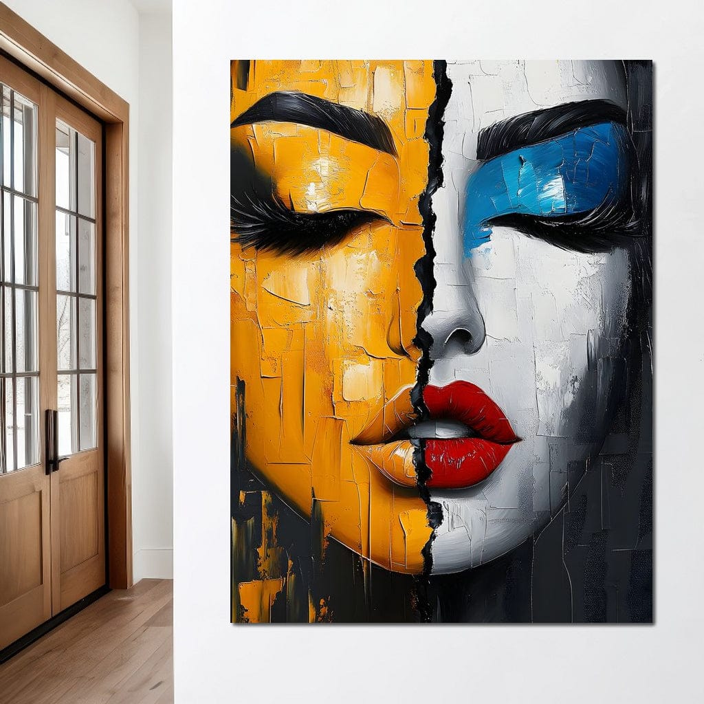 Dual Tones Modern Portrait Face Canvas Wall Art