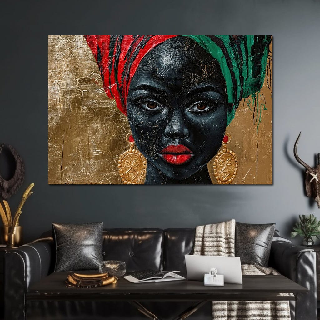 Nubian Grace in Gold Essence Canvas Wall Art