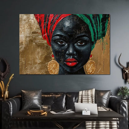 Nubian Grace in Gold Essence Canvas Wall Art