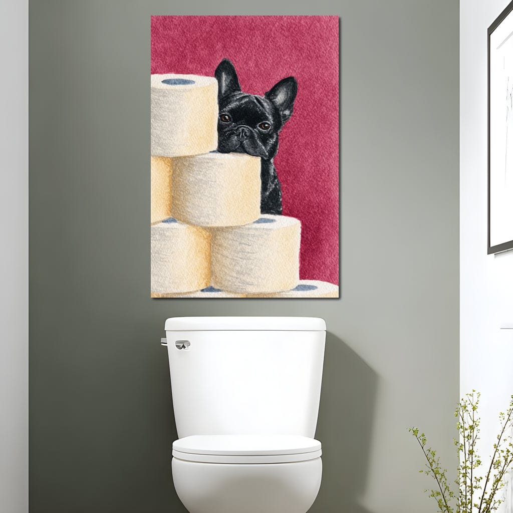 French Bulldog Peekaboo Rolls Canvas Wall Art