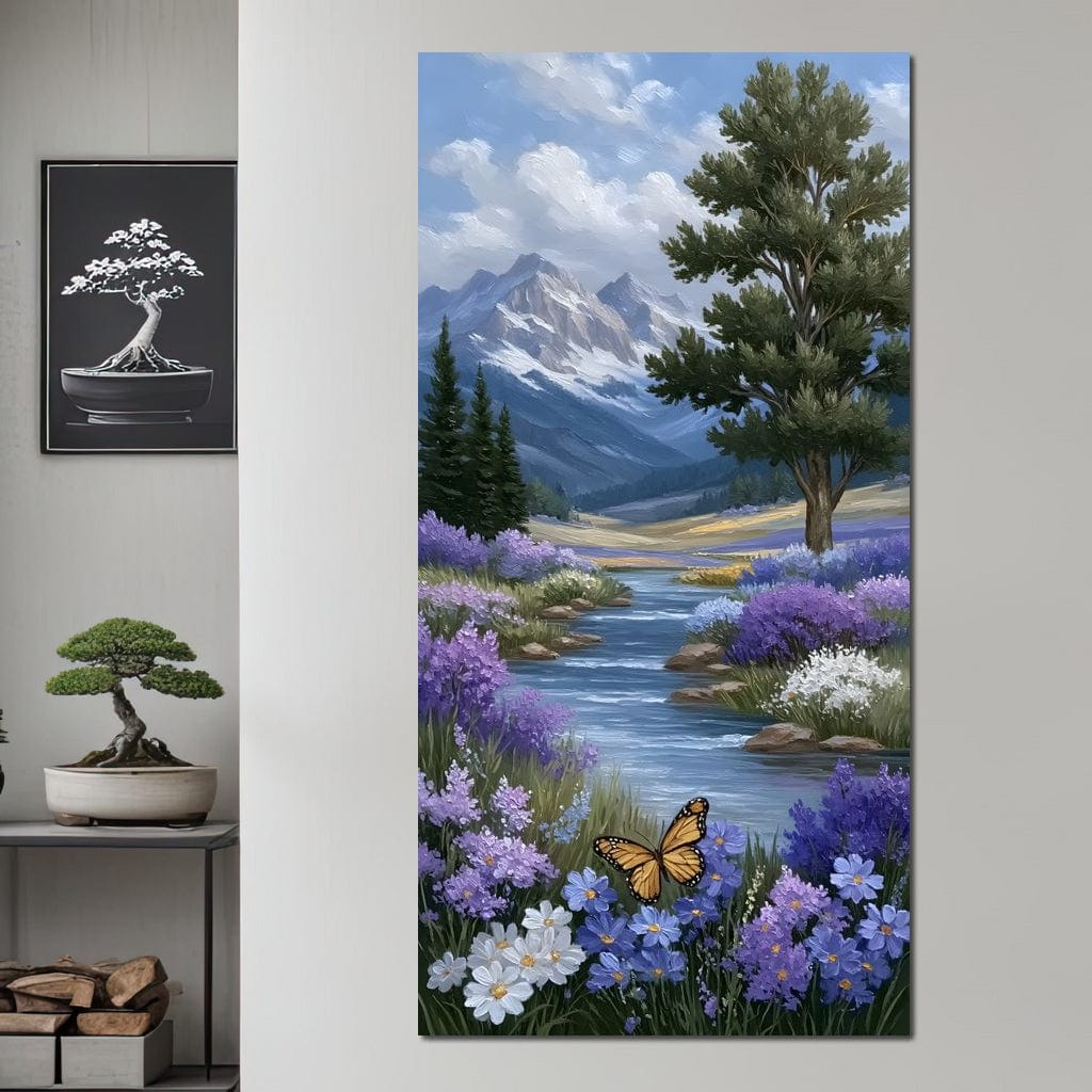 Mountain Meadow Butterfly Serenity Canvas Wall Art