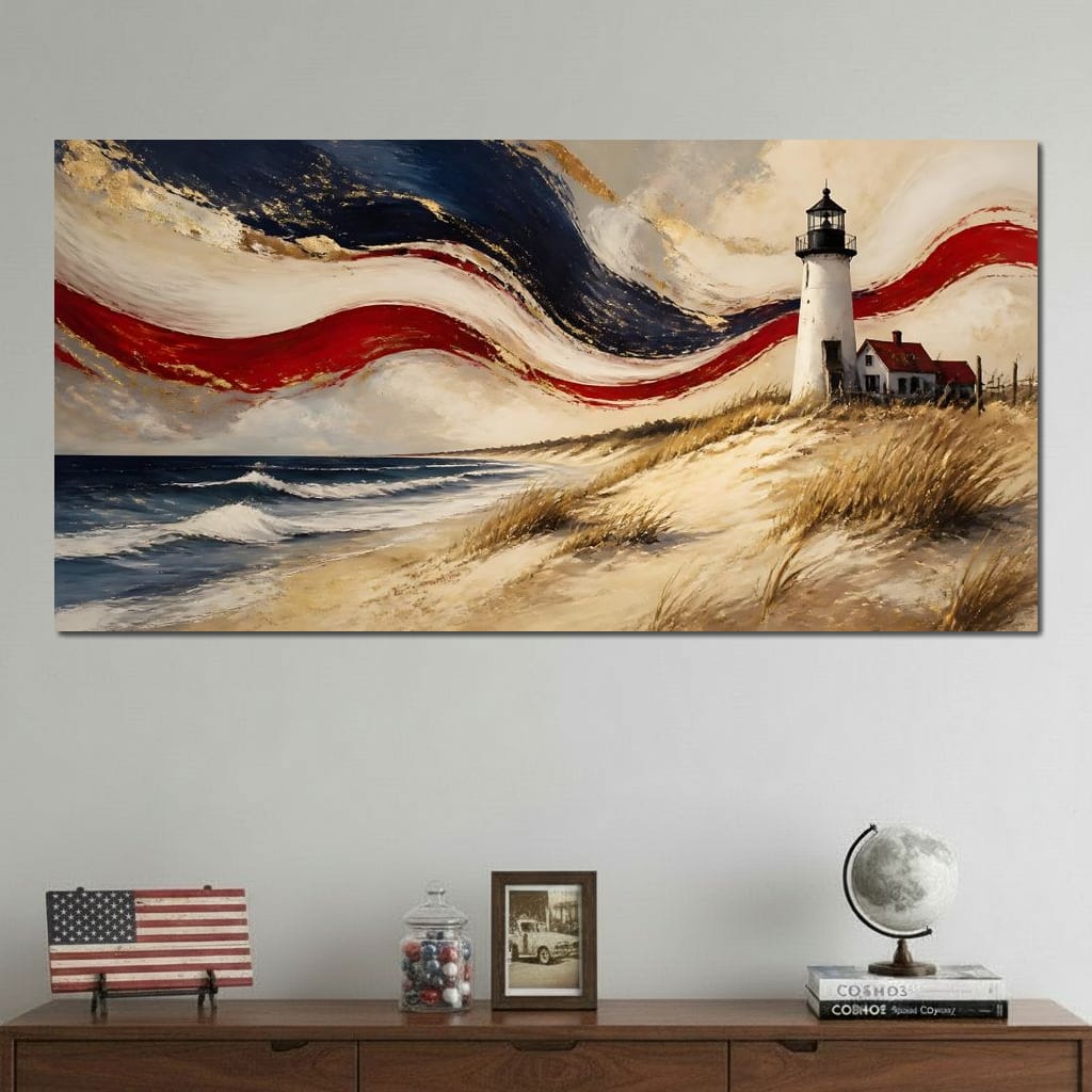 Coastal Beacon Of Freedom Canvas Wall Art