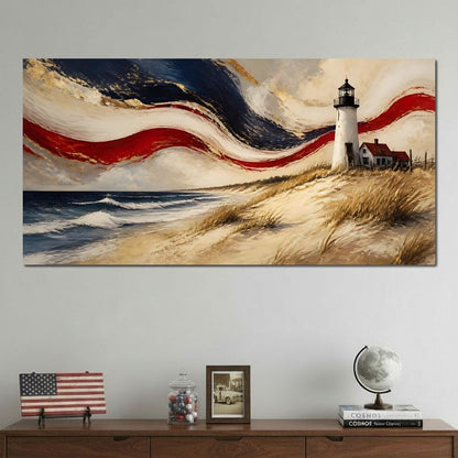 Coastal Beacon Of Freedom Canvas Wall Art