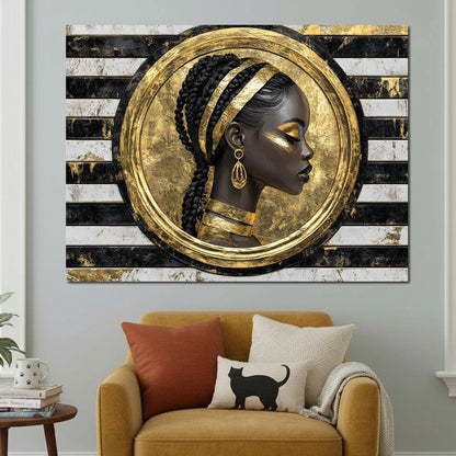 Golden Regal Afro Majesty Canvas Wall Art