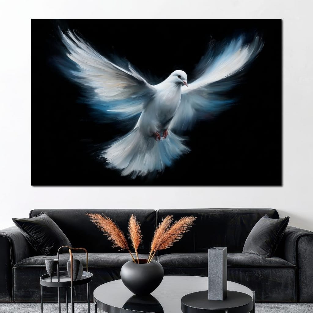 Ascending White Wing Motion Canvas Wall Art