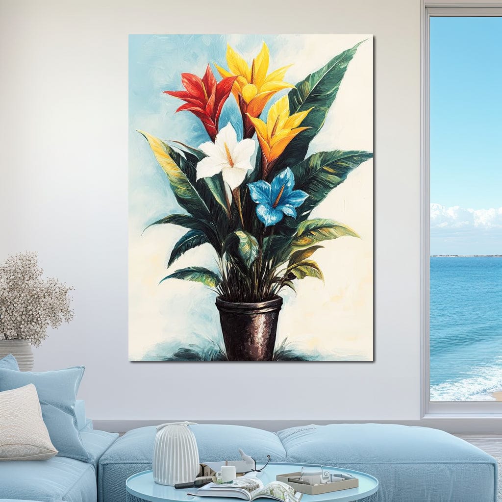 Tropical Bloom Flowers Canvas Wall Art