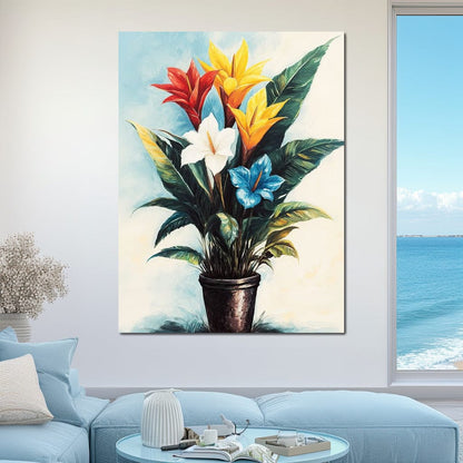 Tropical Bloom Flowers Canvas Wall Art