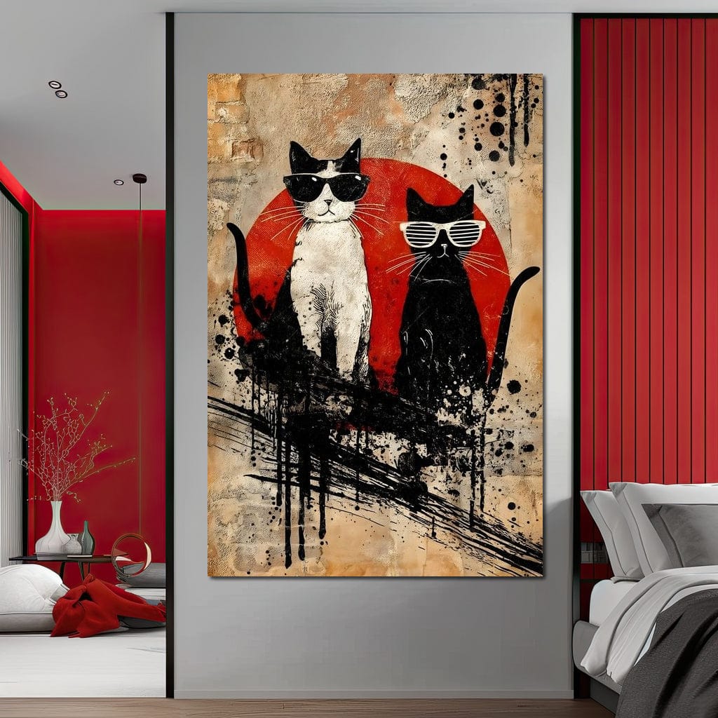 Streetwise Cats With Shades Canvas Wall Art