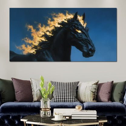 Fiery Night Stallion Spirit Canvas Wall Art