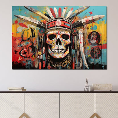 Tribal Echoes in Technicolor Canvas Wall Art
