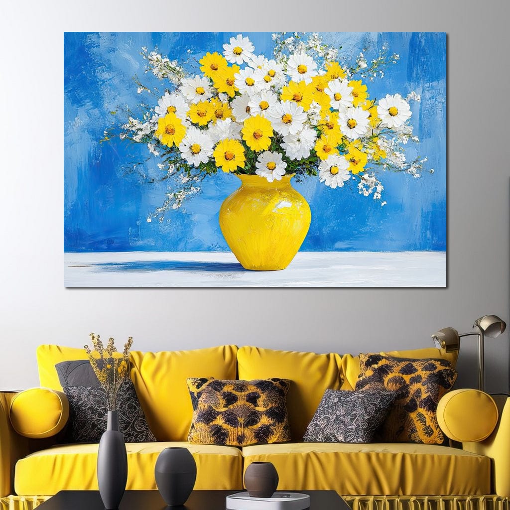 White & Yellow Flowers Canvas Wall Art