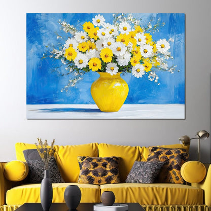 White & Yellow Flowers Canvas Wall Art
