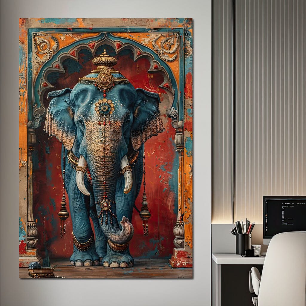 Majestic Sapphire Elephant Canvas Wall Art