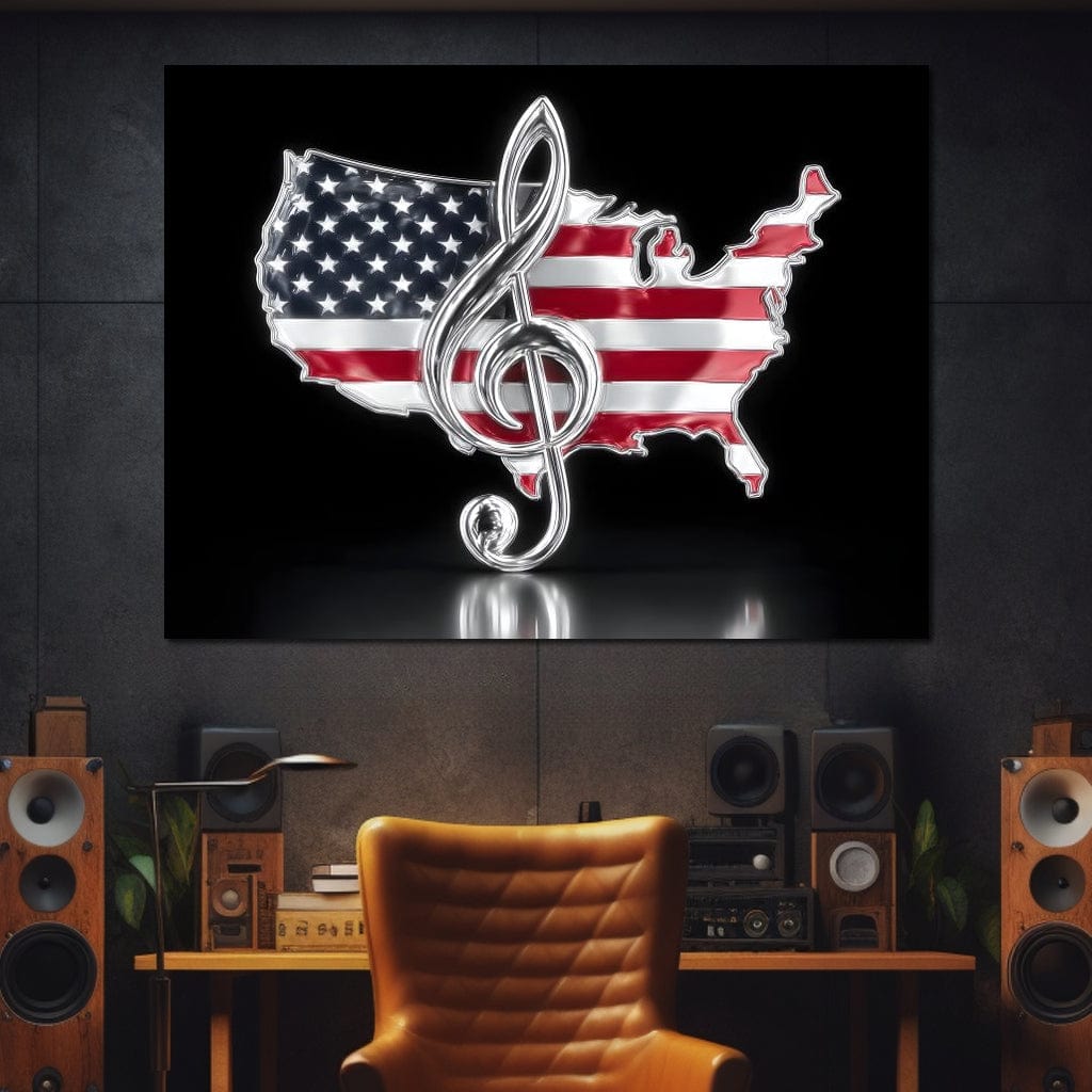Patriotic Melody Stars Stripes Canvas Wall Art