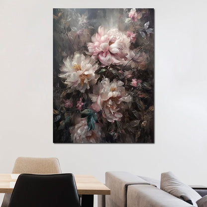 White & Pink Flowers Canvas Wall Art