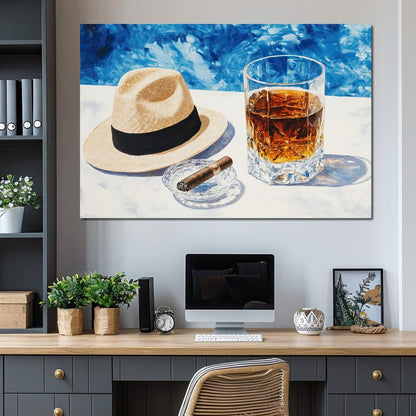 Cigar by the Pool Canvas Wall Art