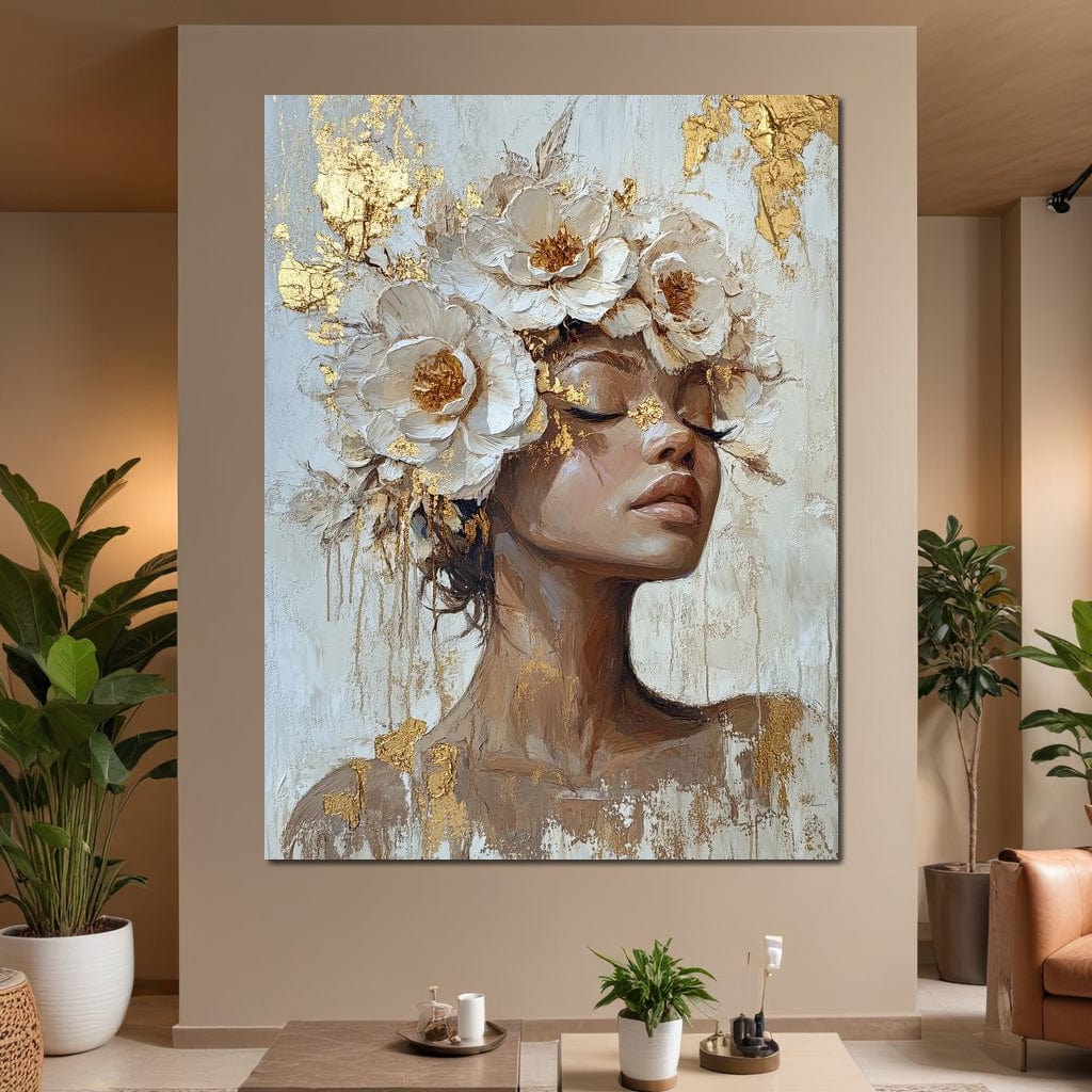 Golden Blossom Dream Essence Canvas Wall Art