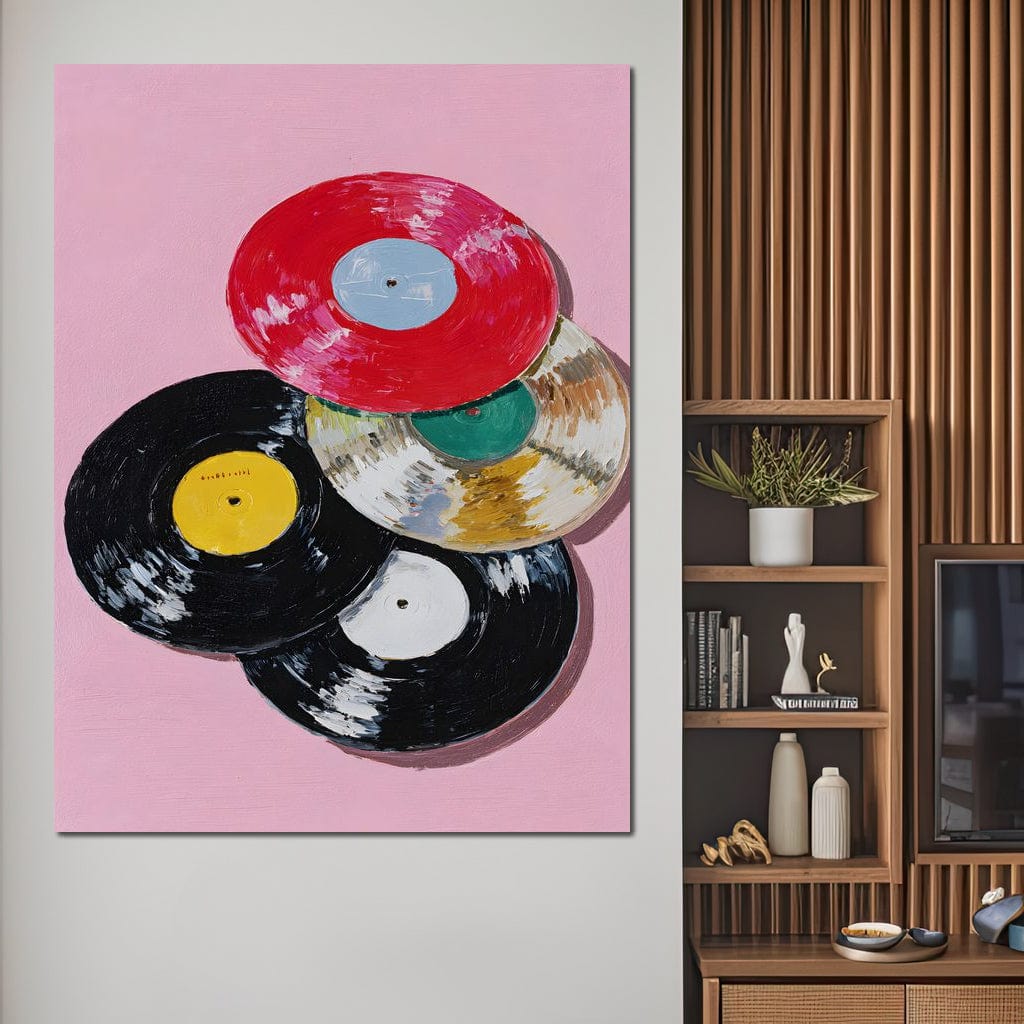 Retro Vinyl Record Pop Splash Canvas Wall Art