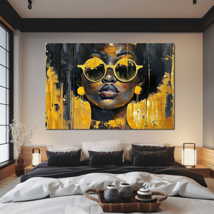 Golden Solitude Statement Canvas Wall Art