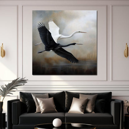 Heron Harmony Canvas Wall Art