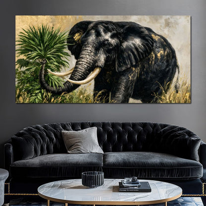 Silent Monarch of the Gilded Savanna Canvas Wall Art