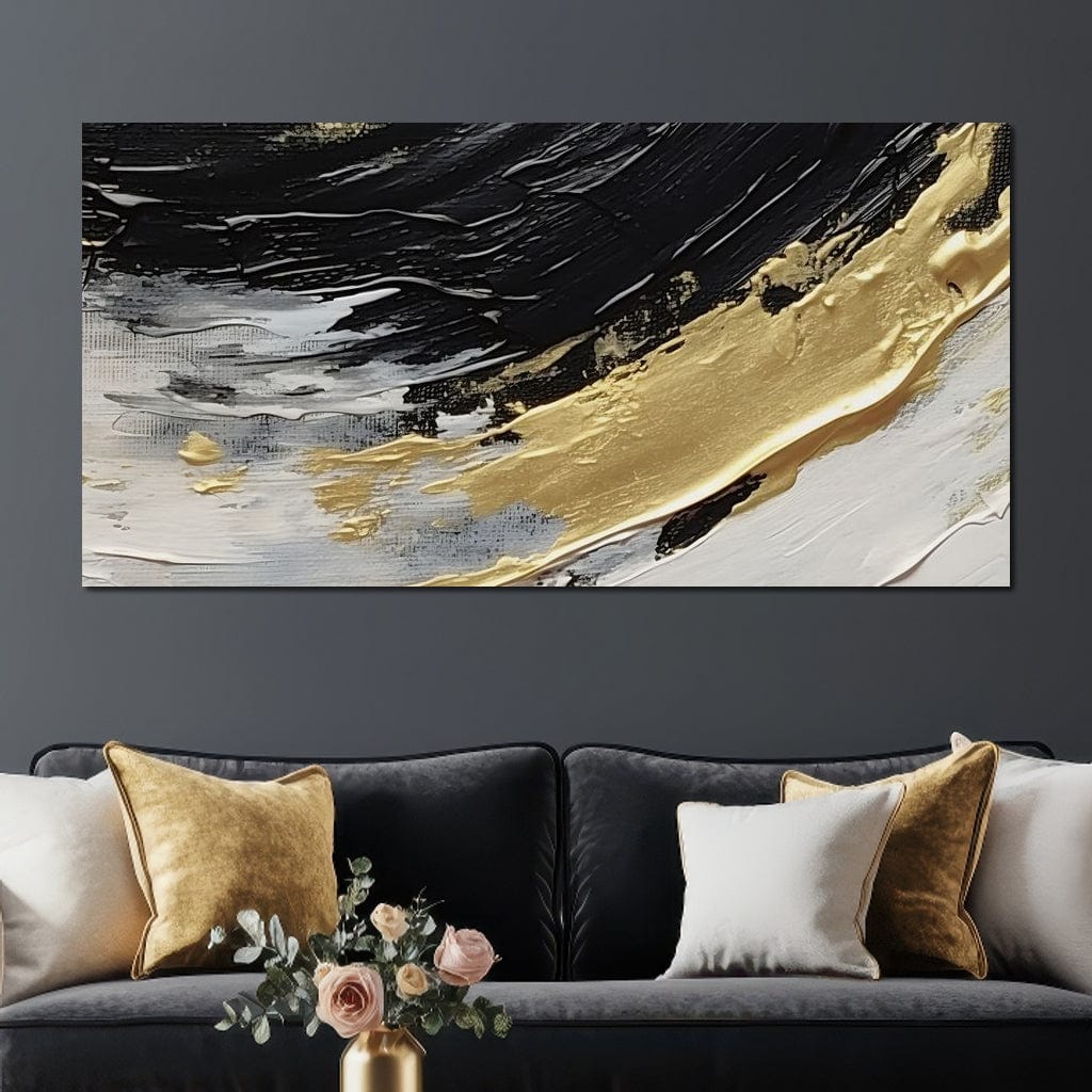 Golden Current Abstract Landscape Canvas Wall Art