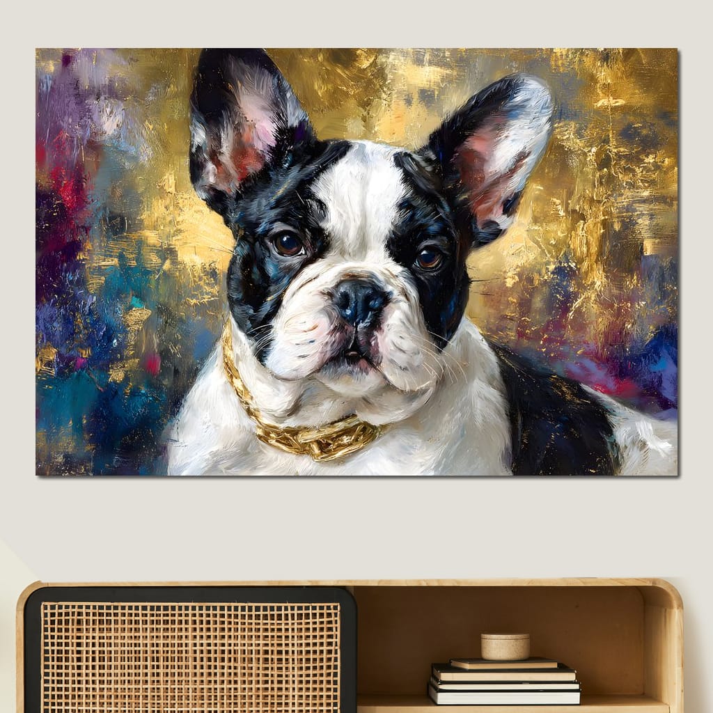 Golden French Bulldog Portrait Canvas Wall Art