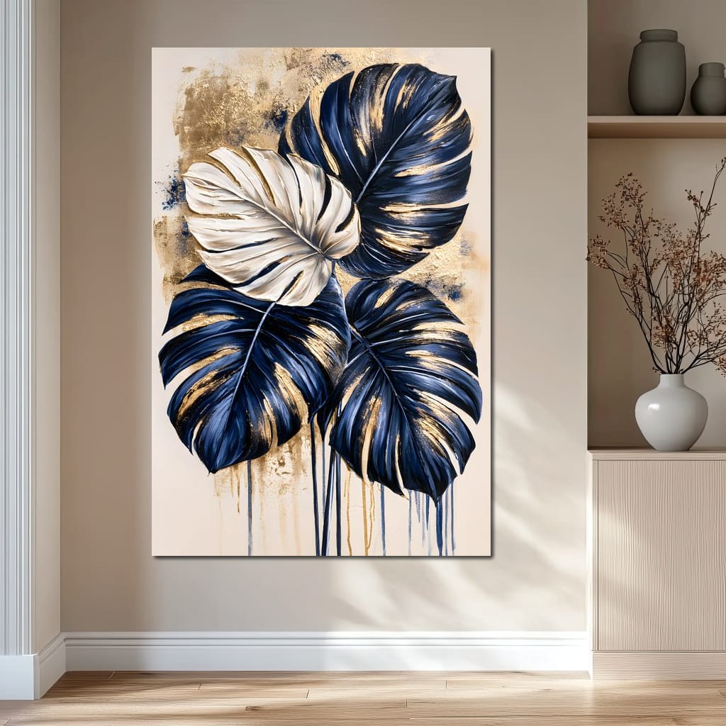 Gilded Foliage Under Midnight Skies Canvas Wall Art