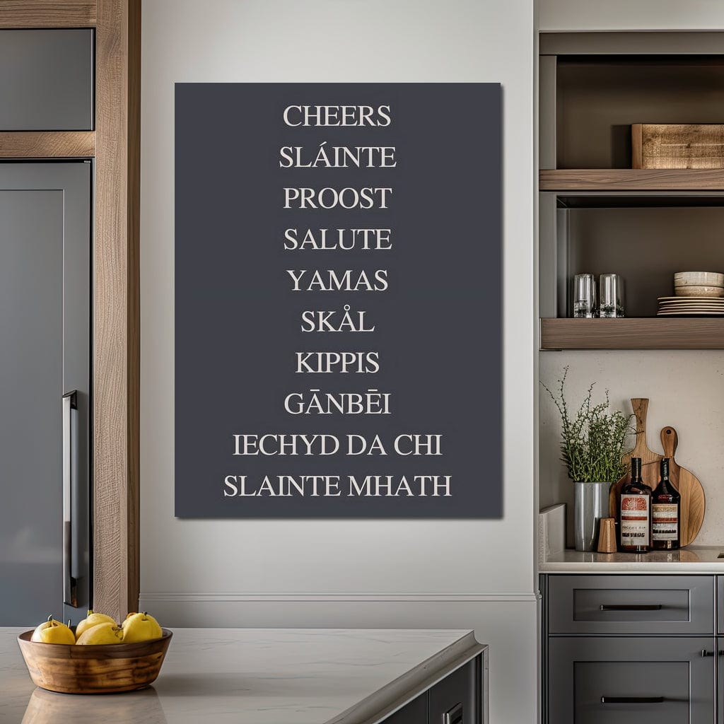 Global Cheers Multilingual Toast Canvas Wall Art