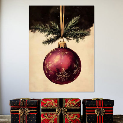 Golden Snowflake Ornament Cheer Canvas Wall Art