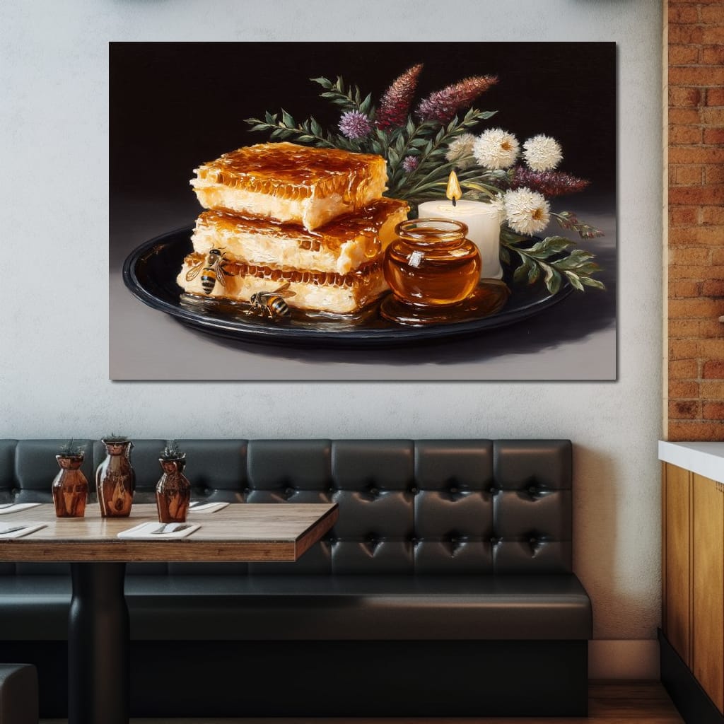 Golden Honeycombs Canvas Wall Art