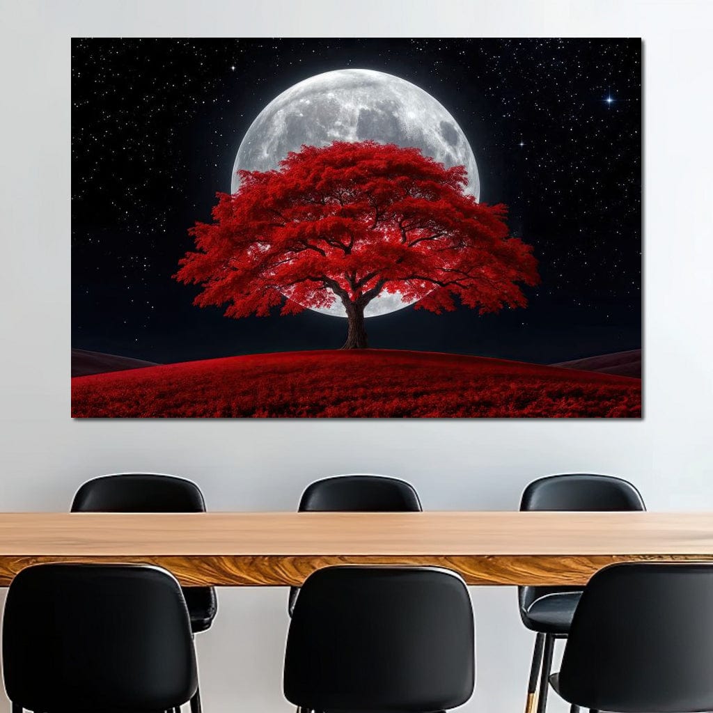 The Crimson Moon Tree Canvas Wall Art